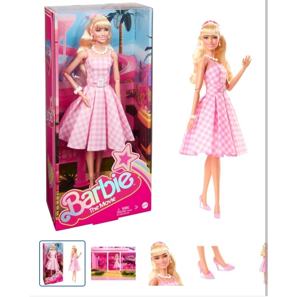 Barbie the Movie Collectible Doll Barbie Wearing Pink Gingham Dress HPJ96